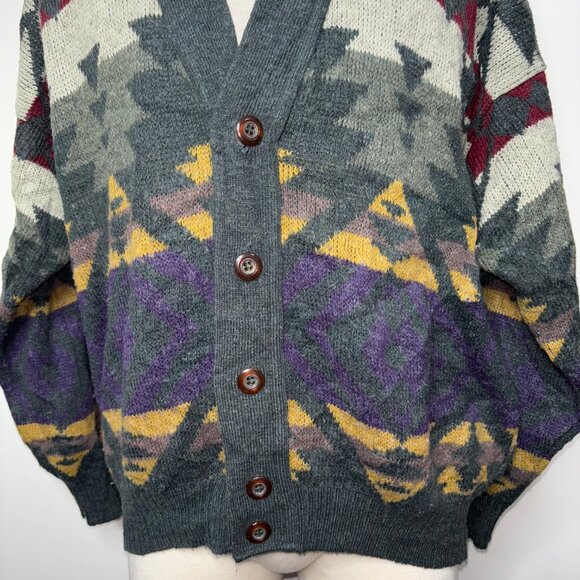 Urban Renewal Knit Cardigan Sweater Aztec Southwester Size L/XL Wool Blend Italy - Picture 3 of 16